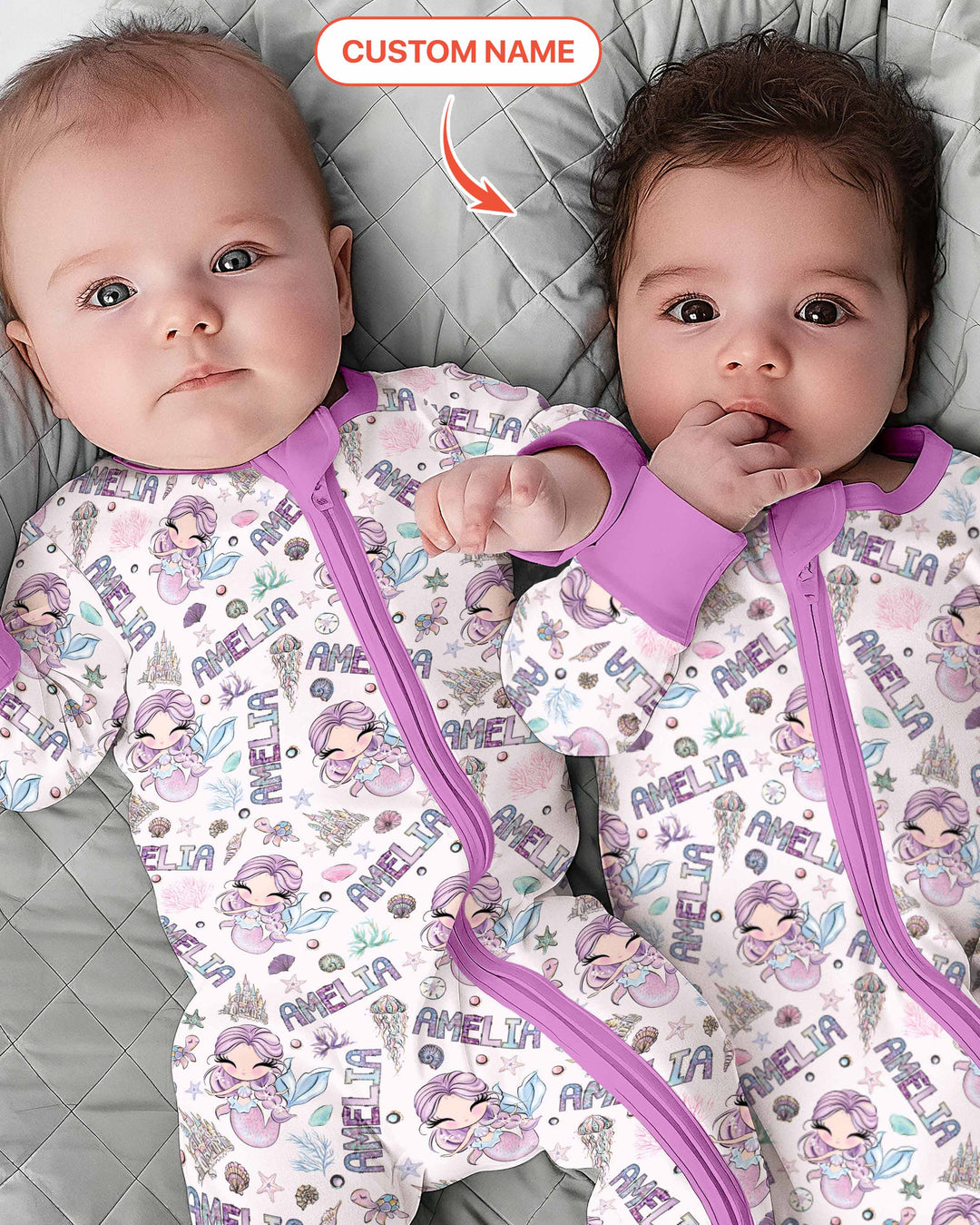 Custom Name Doodle Little Mermaid Convertible Zippy