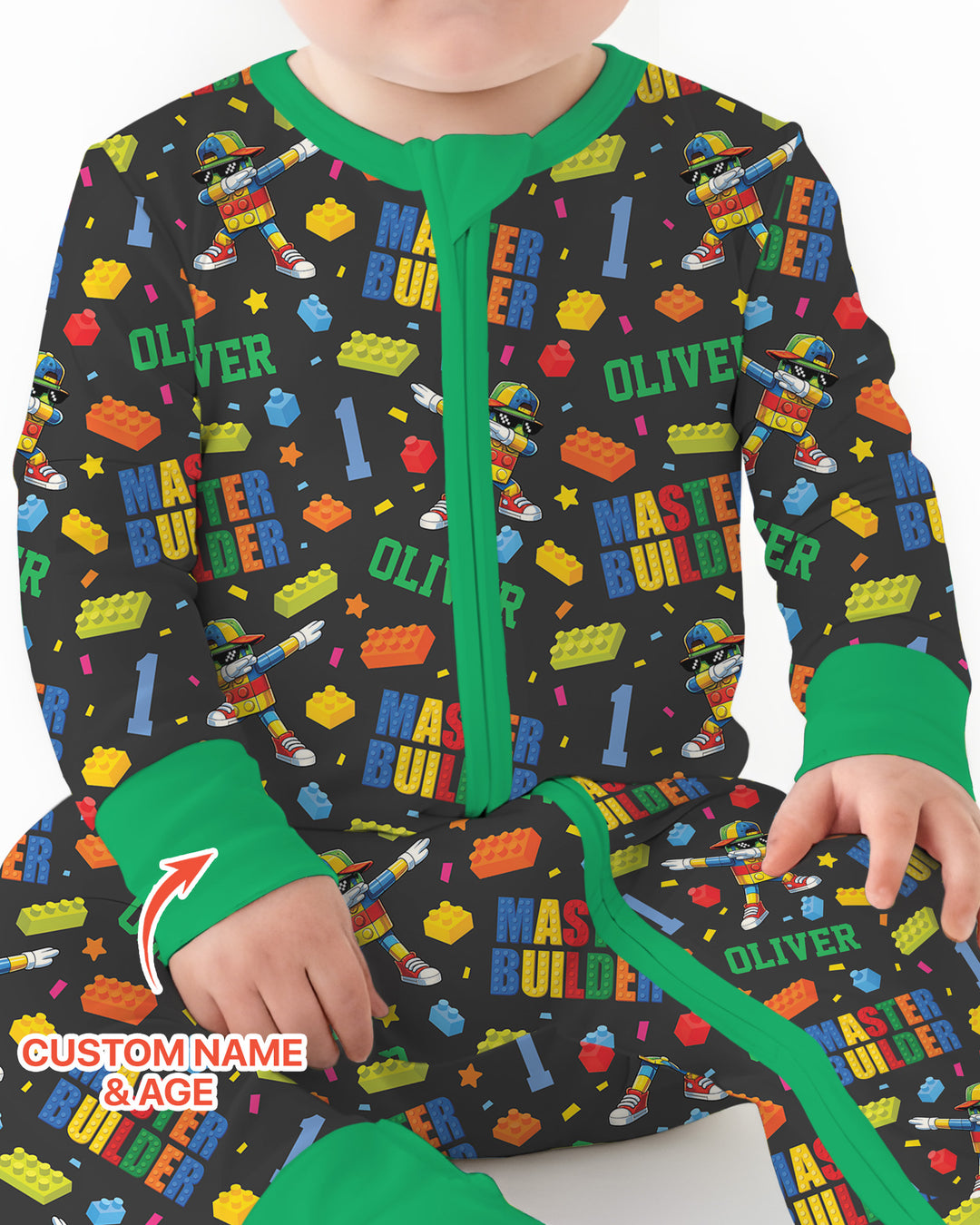Custom Name and Age Master Builder Birthday Bamboo Convertible Zippy