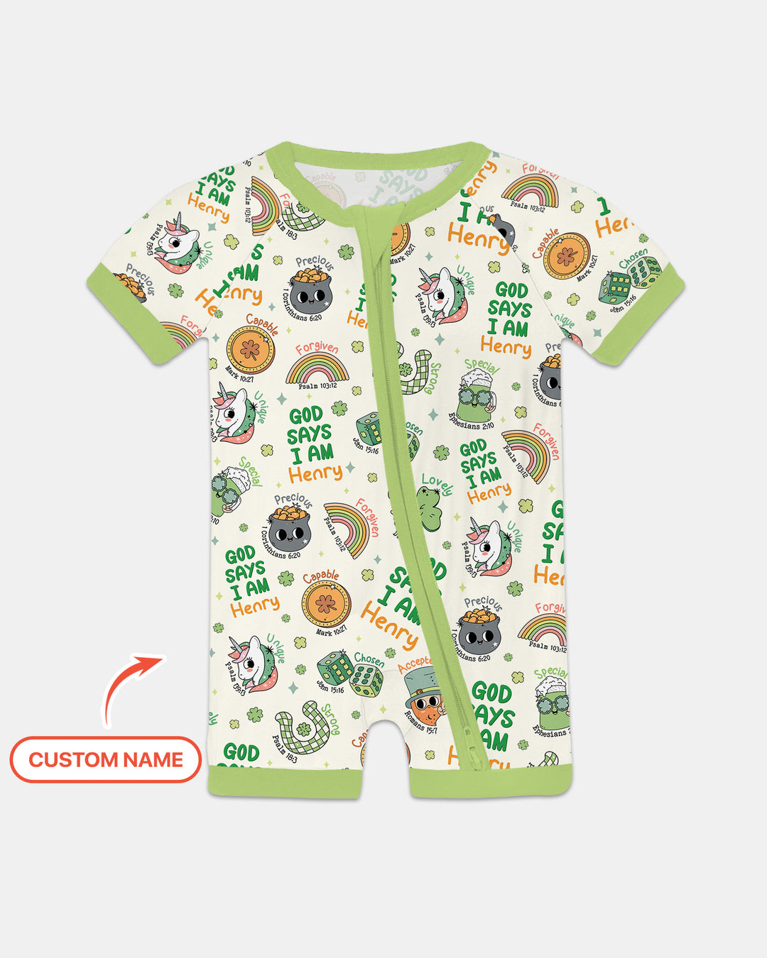 Personalized God Says I Am St. Patrick's Day Family Matching Shorty Zippy