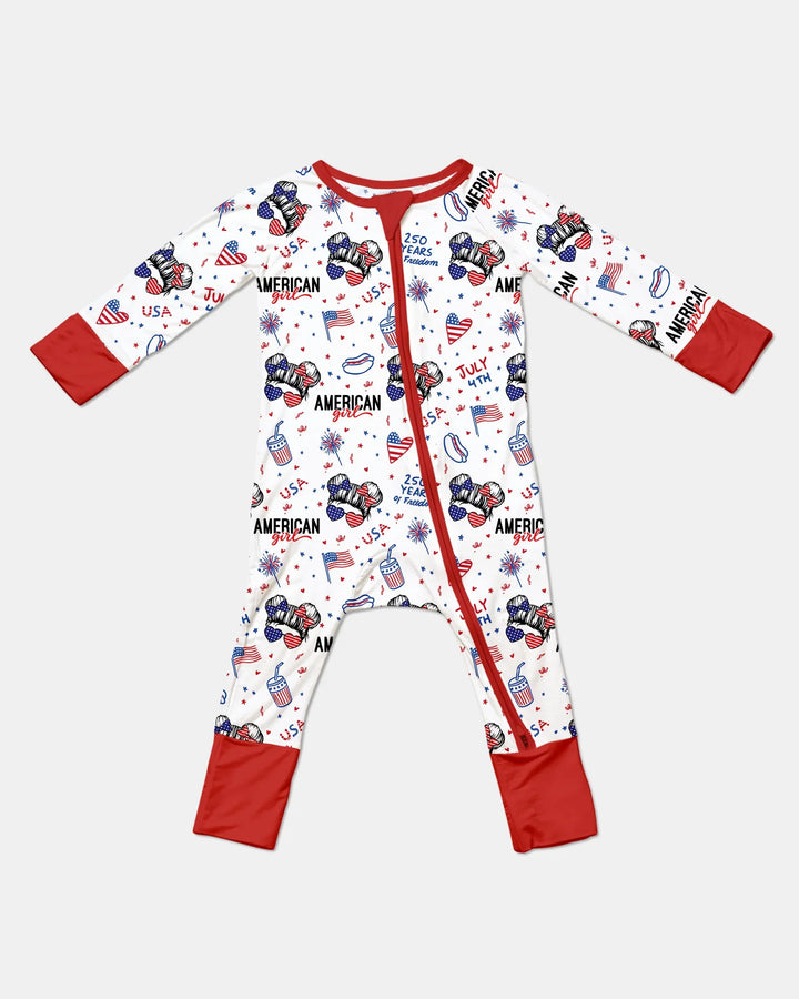 Doodle American Flag Glasses Family Matching Bamboo Convertible Zippy