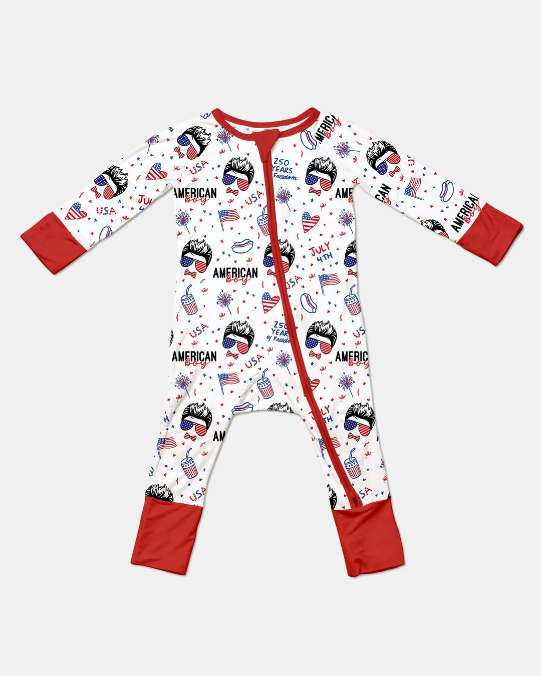 Doodle American Flag Glasses Family Matching Bamboo Convertible Zippy