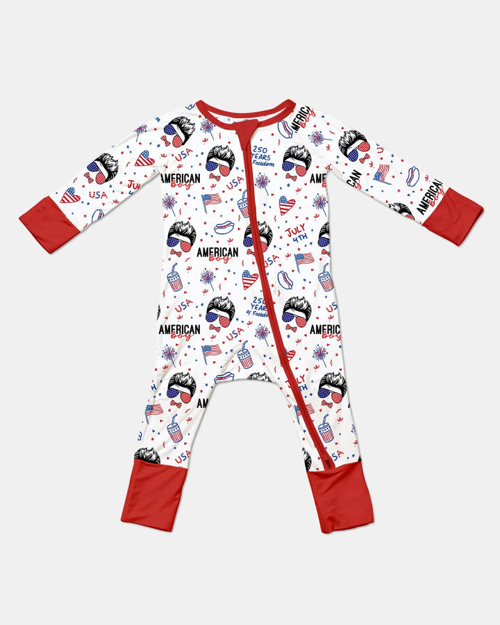 Doodle American Flag Glasses Family Matching Bamboo Convertible Zippy