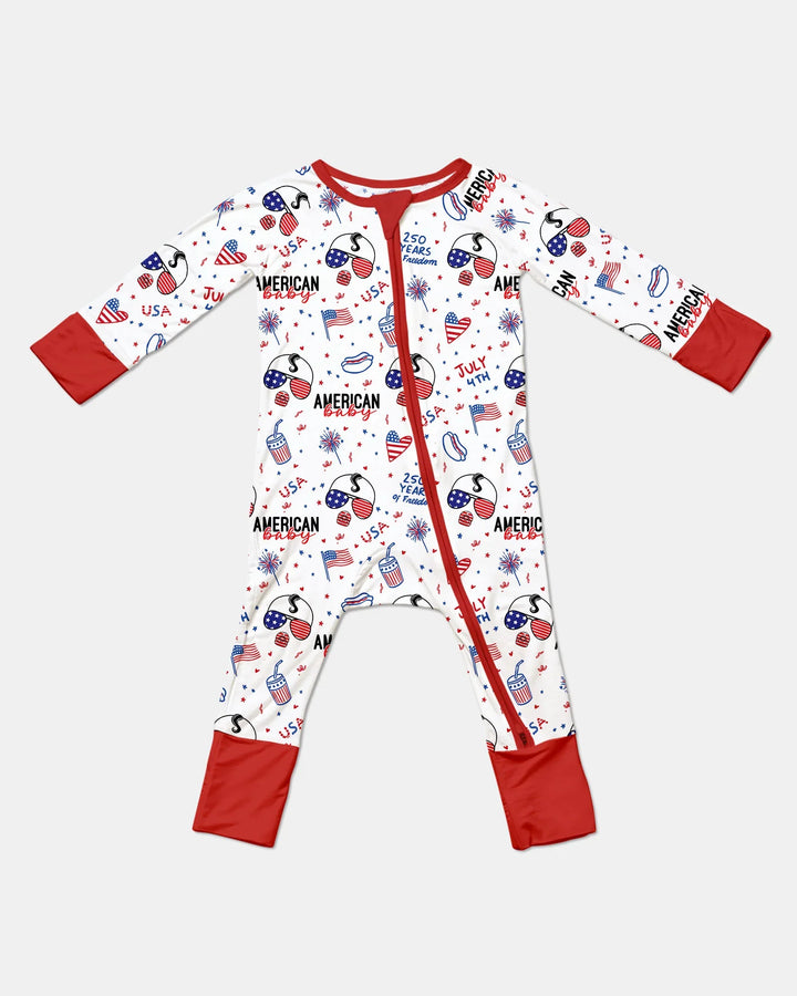 Doodle American Flag Glasses Family Matching Bamboo Convertible Zippy