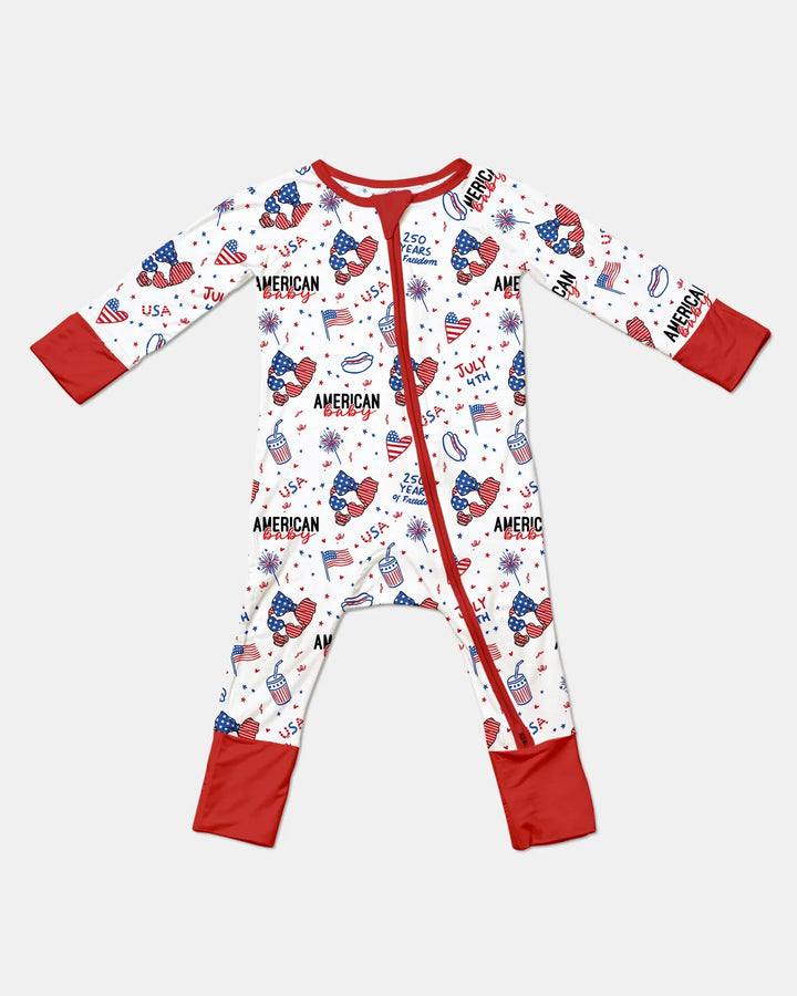 Doodle American Flag Glasses Family Matching Bamboo Convertible Zippy