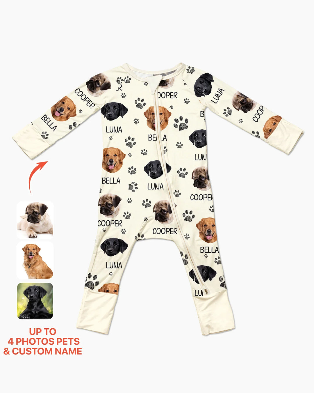 Custom Dog Photo With Paw Bamboo Convertible Zippy