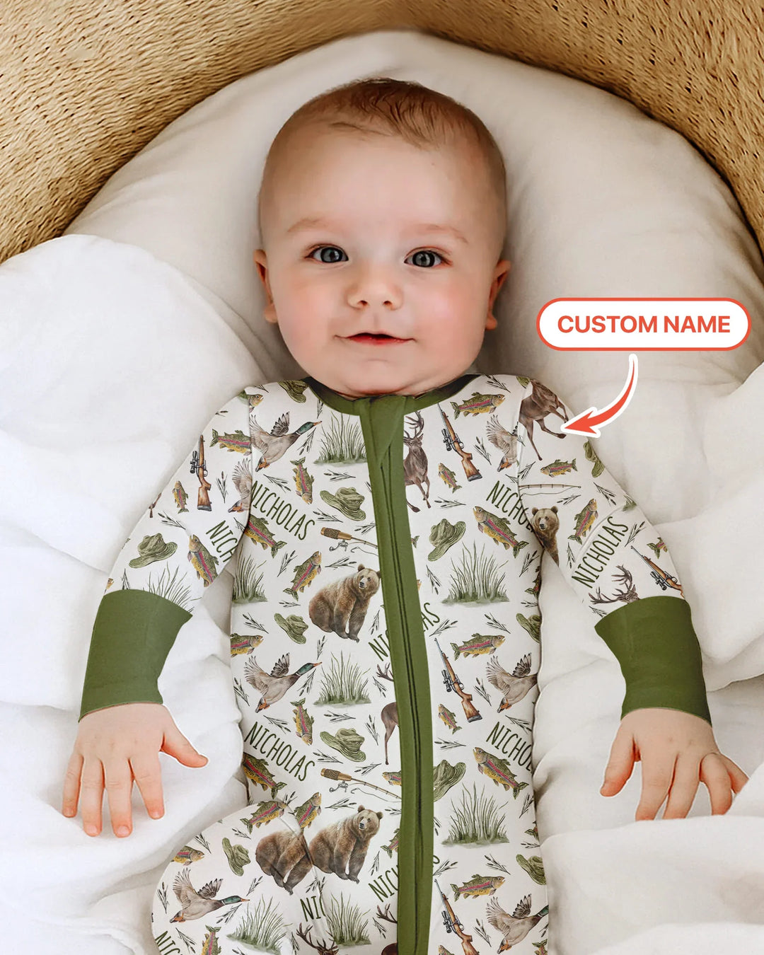 Custom Name Little Hunter Bamboo Convertible Zippy