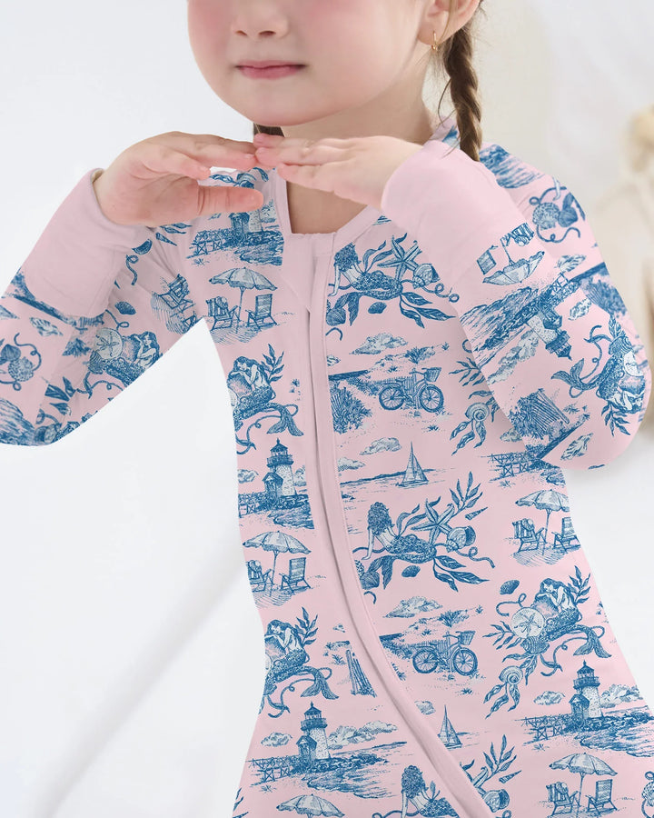 Mameluco con cremallera convertible de bambú Summer Toile