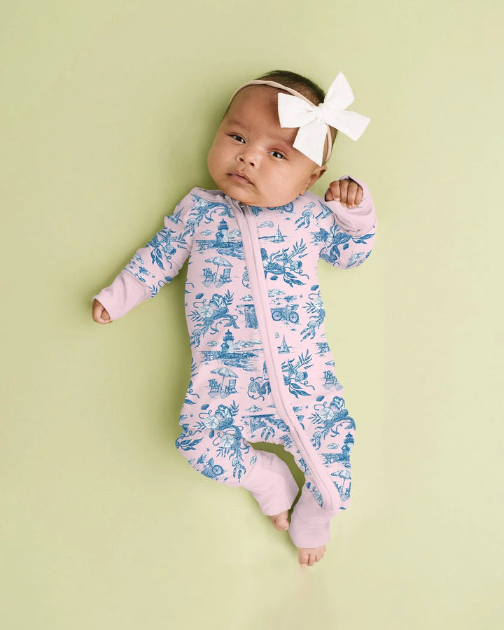 Mameluco con cremallera convertible de bambú Summer Toile