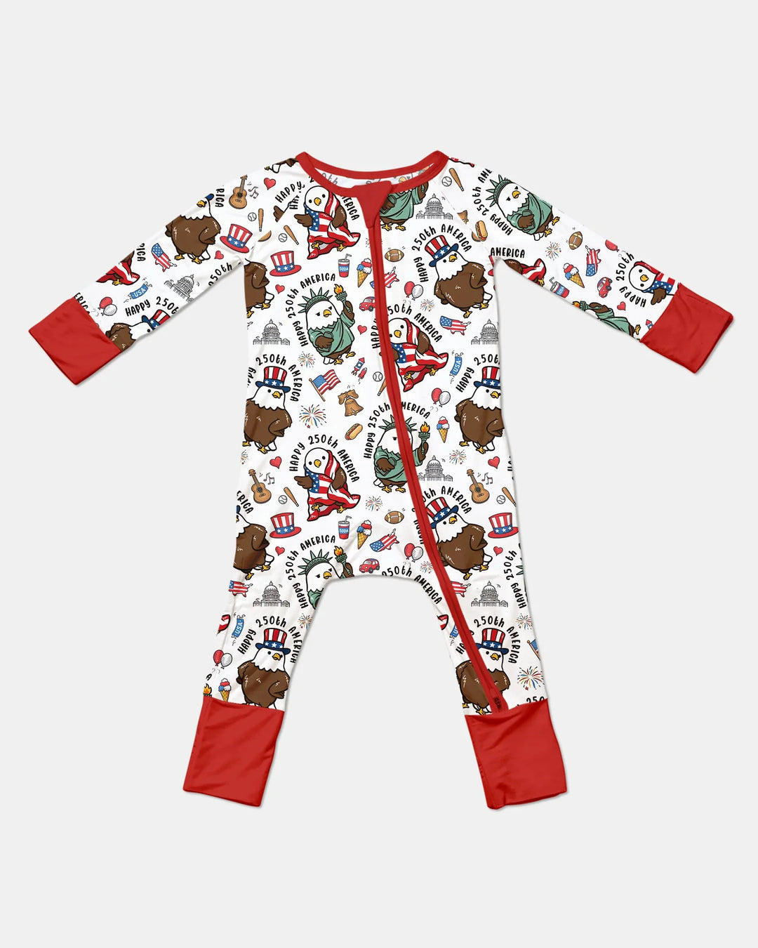 Happy 250th America Cute Patriotic Eagles Family Matching Bamboo Convertible Zippy