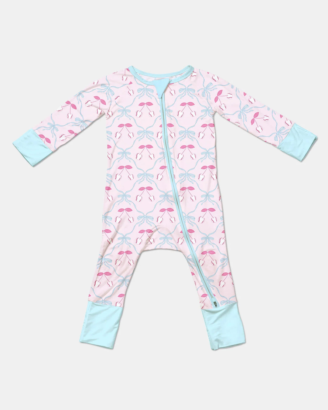 Cherry Baseball Softball Mom and Girl Matching Bamboo Convertible Zippy