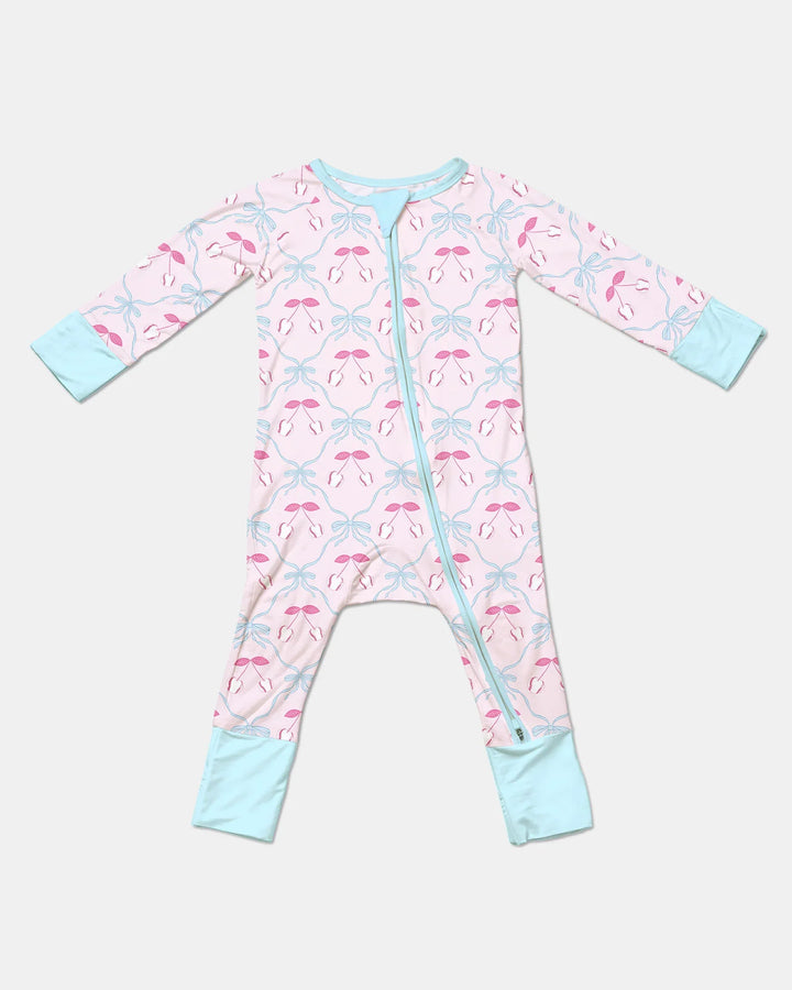 Cherry Baseball Softball Mom and Girl Matching Bamboo Convertible Zippy