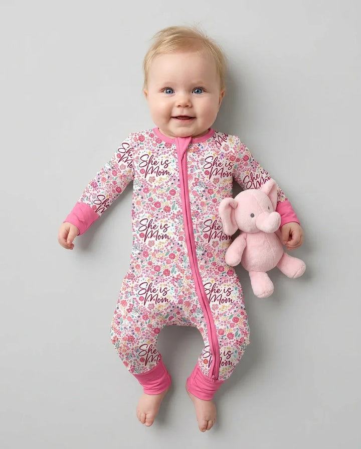 She Is Mom Floral Bamboo Cremallera Convertible