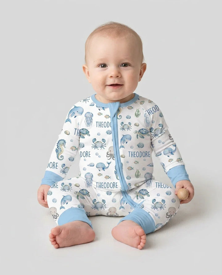 Custom Name Ocean Friends  Bamboo Convertible Zippy