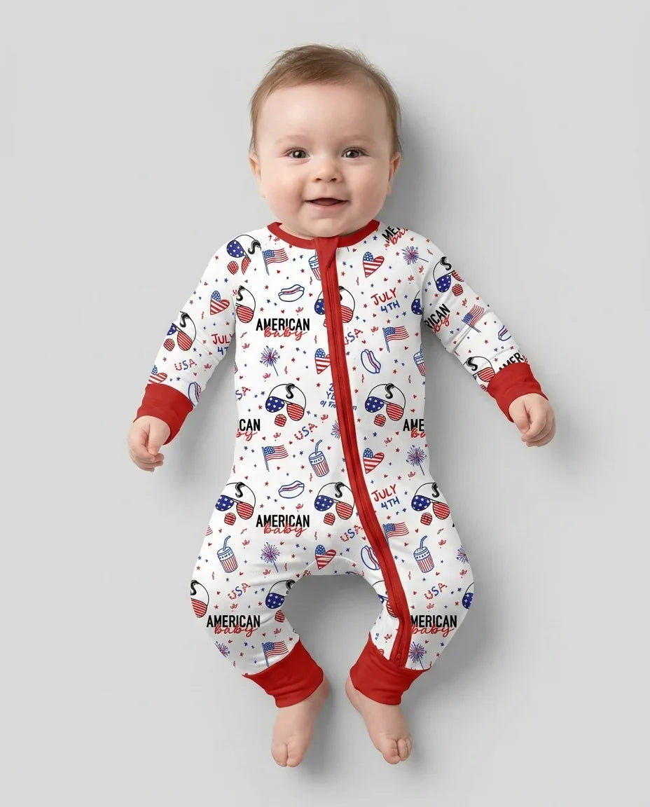 Doodle American Flag Glasses Family Matching Bamboo Convertible Zippy