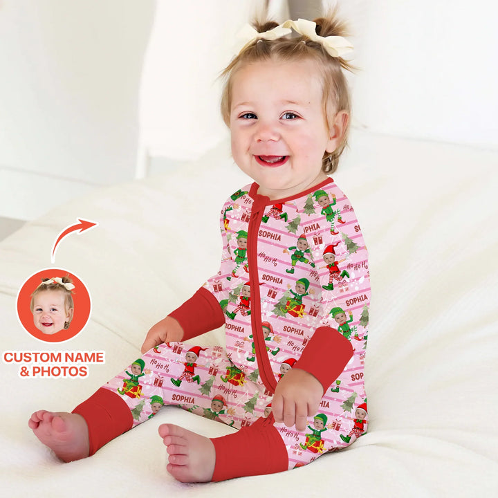 Custom Photo Baby Christmas Elf Convertible Zippy