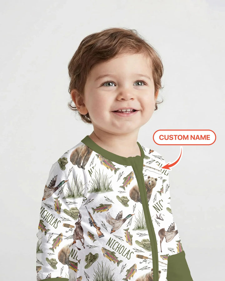 Custom Name Little Hunter Bamboo Convertible Zippy
