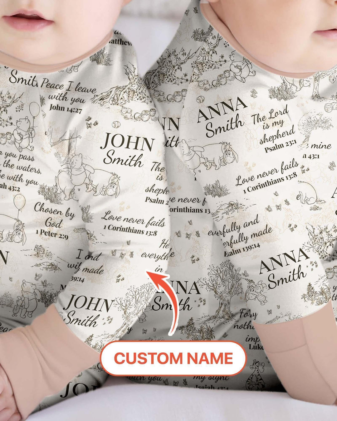 Classic Bear Bible Verse Custom Name Bamboo Convertible Zippy