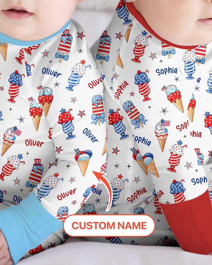 Custom Name Red, White & Ice Cream Bamboo Convertible Zippy