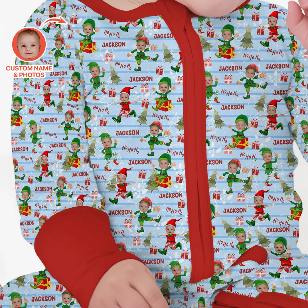 Custom Photo Baby Christmas Elf Convertible Zippy