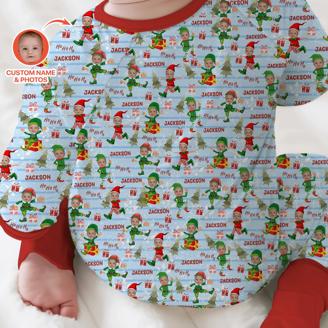 Custom Photo Baby Christmas Elf Convertible Zippy