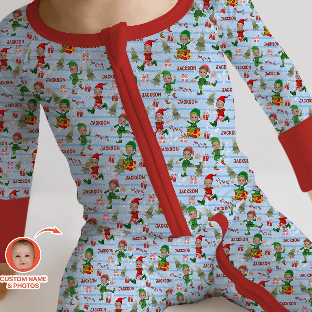 Custom Photo Baby Christmas Elf Convertible Zippy