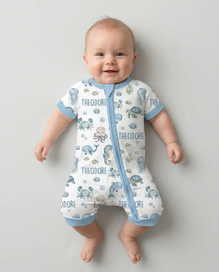 Custom Name Ocean Friends  Bamboo Shorty Zippy
