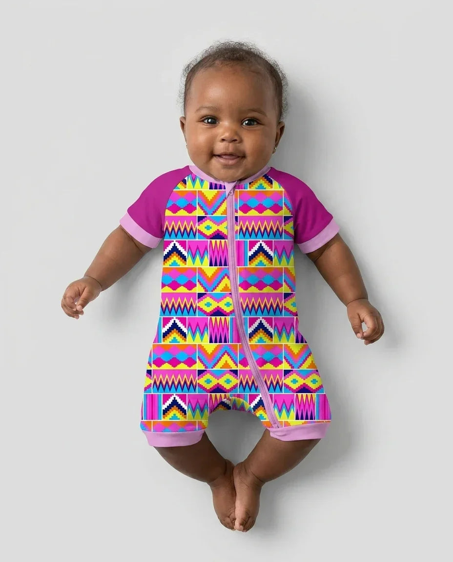Pijamas cortos Kente Vibes de bambú a juego para toda la familia