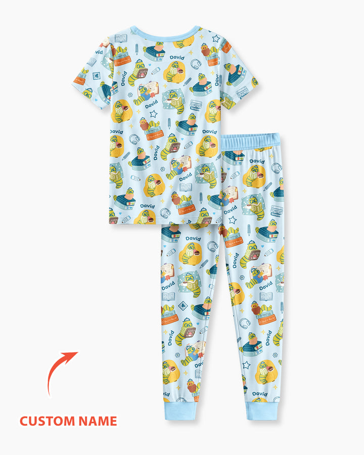Little Book Worm Family Matching Bamboo Two Piece Short Sleeve Pajama Set