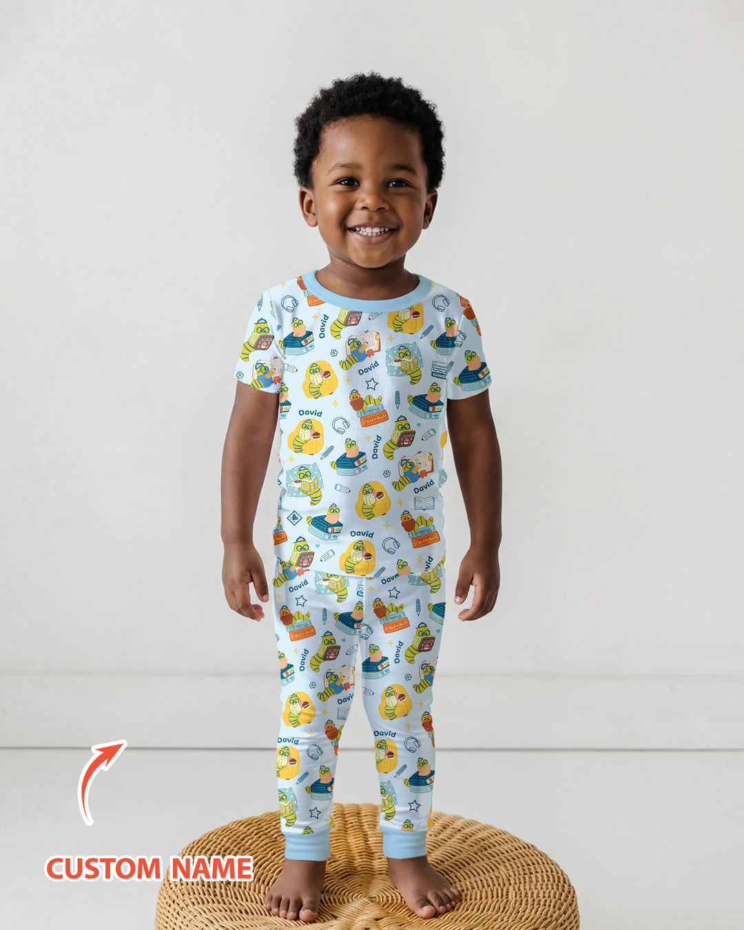 Little Book Worm Family Matching Bamboo Two Piece Short Sleeve Pajama Set