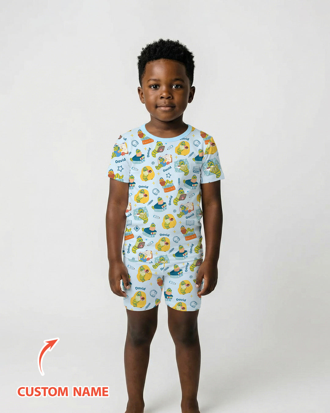 Little Book Worm Family Matching Bamboo Two Piece Short Sleeve Shorts Pajama Set