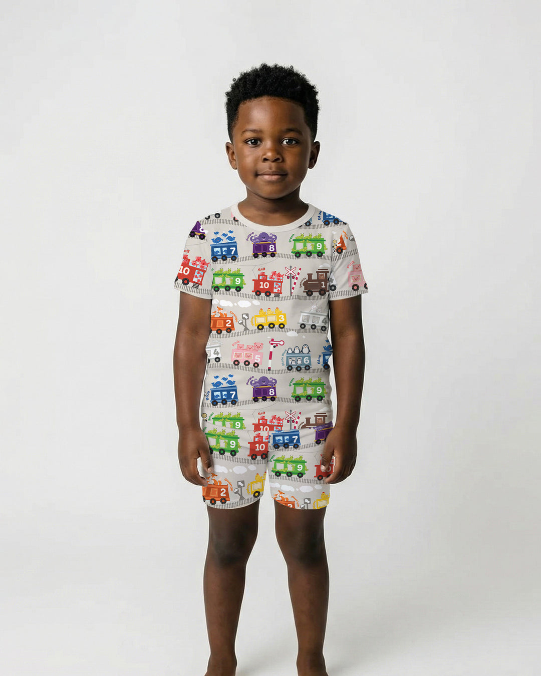 Color Train Bamboo Two Piece Short Sleeve Shorts Pajama Set