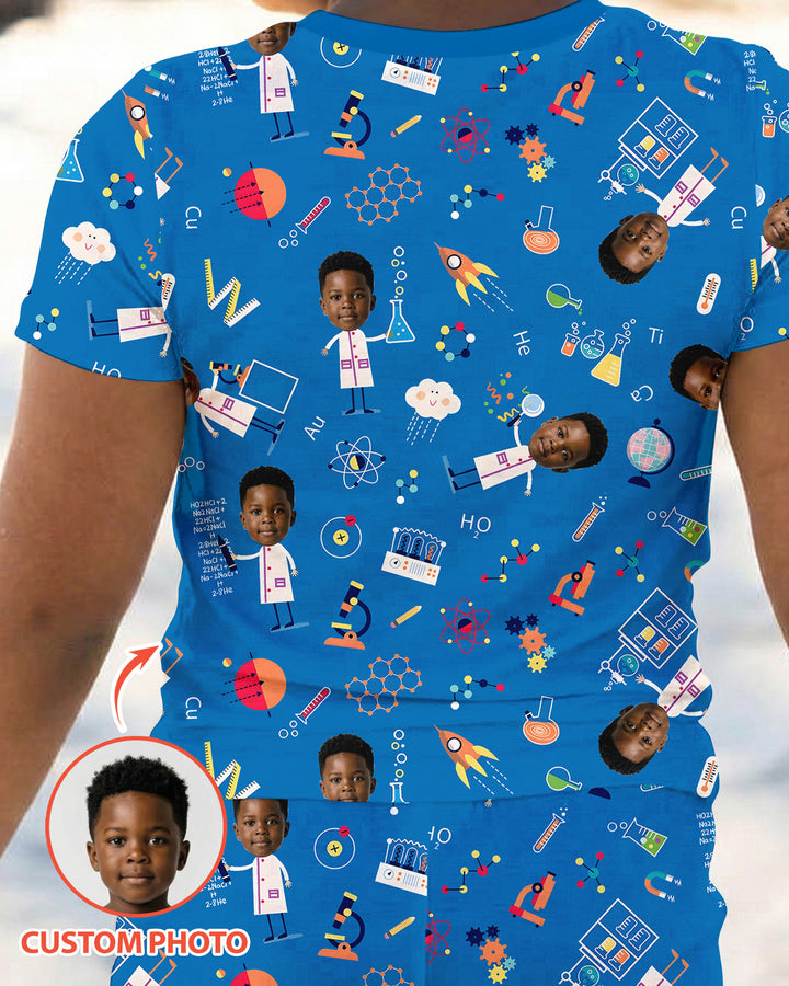Custom Image Chemical Laboratory Bamboo Two Piece Short Sleeve Pajama Set
