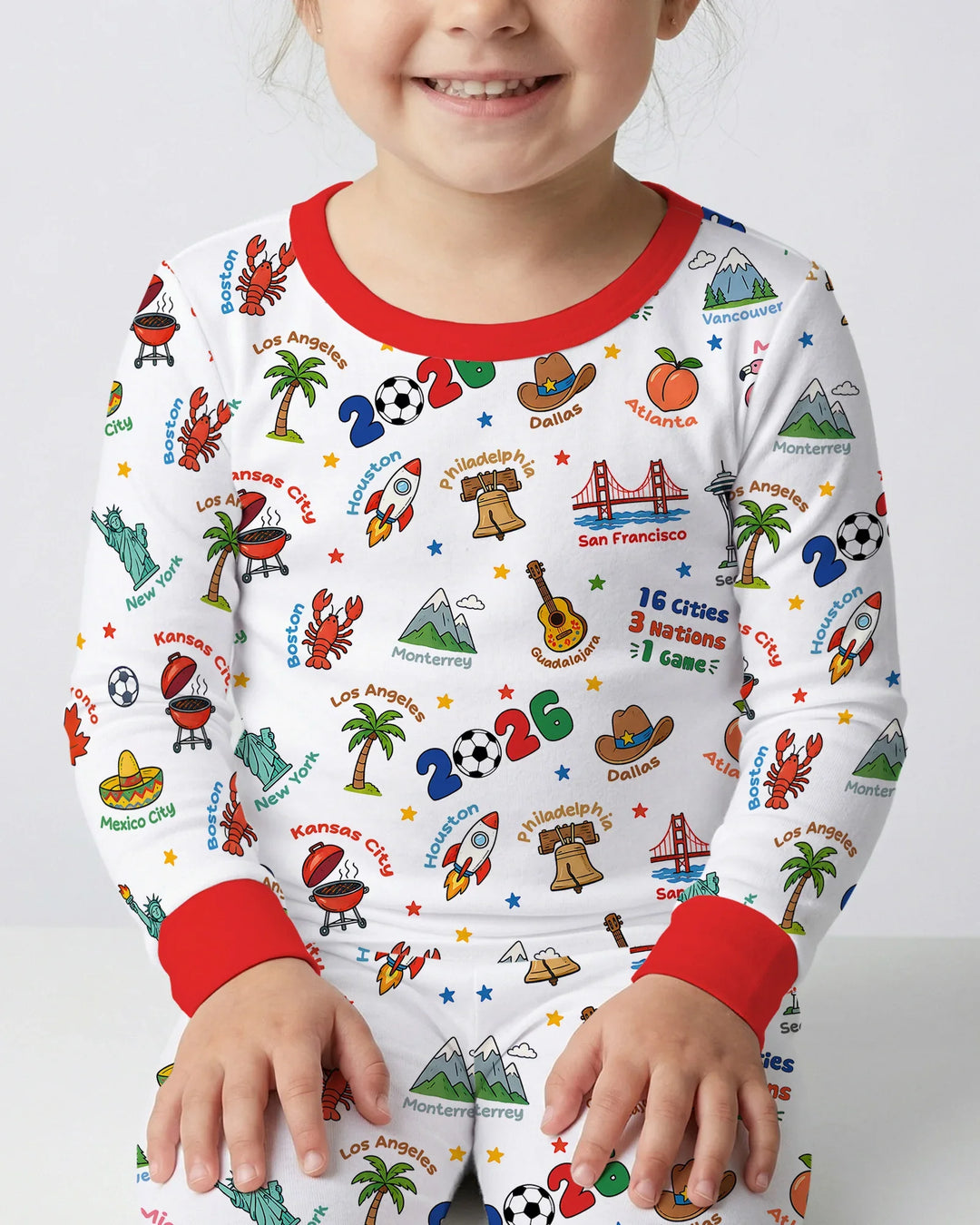 Zweiteiliges Langarm-Pyjama-Set mit Sommerfrüchten