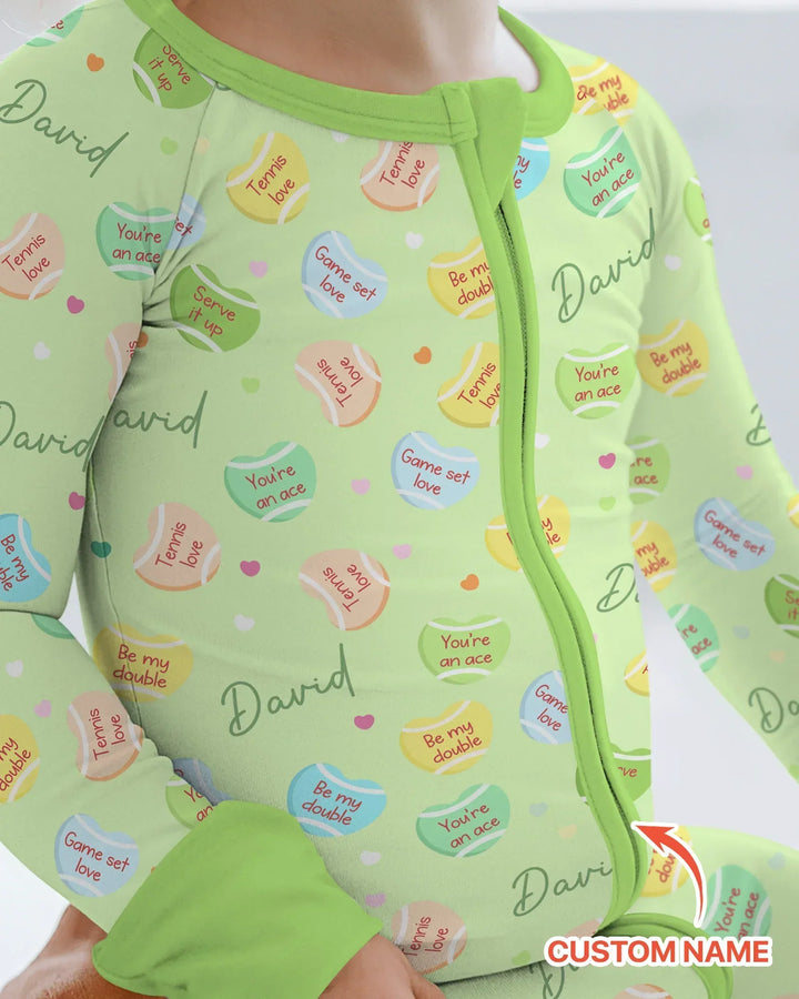 Custom Name Tennis Candy Hearts Bamboo Convertible Zippy
