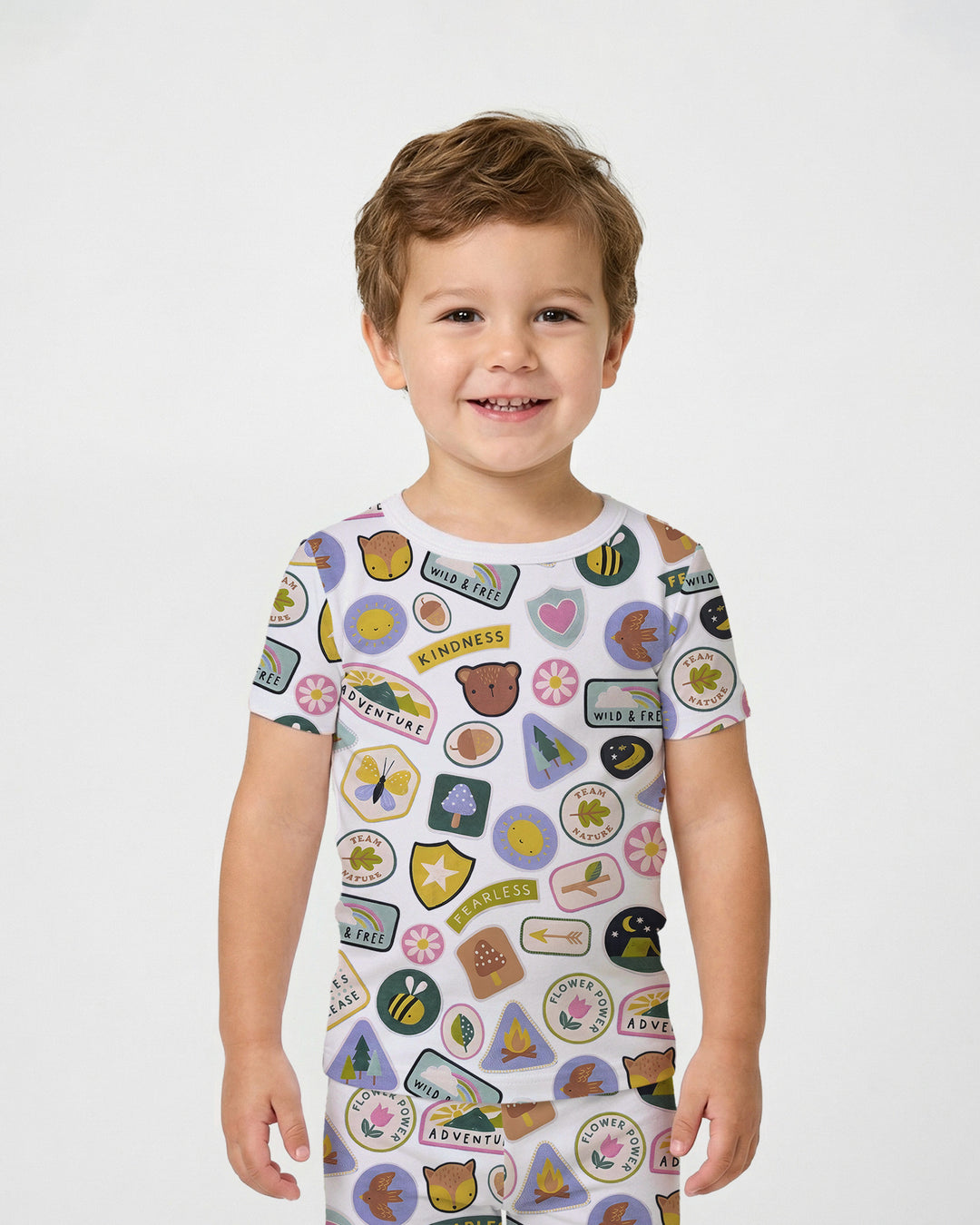 Conjunto de pijama de dos piezas de manga corta de bambú