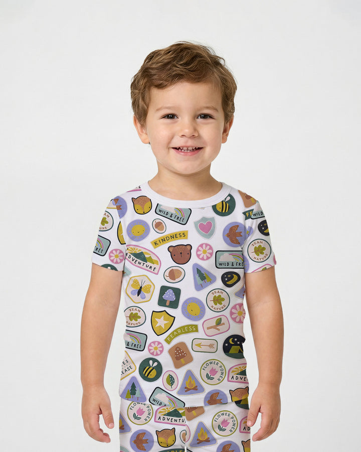 Conjunto de pijama de dos piezas de manga corta de bambú