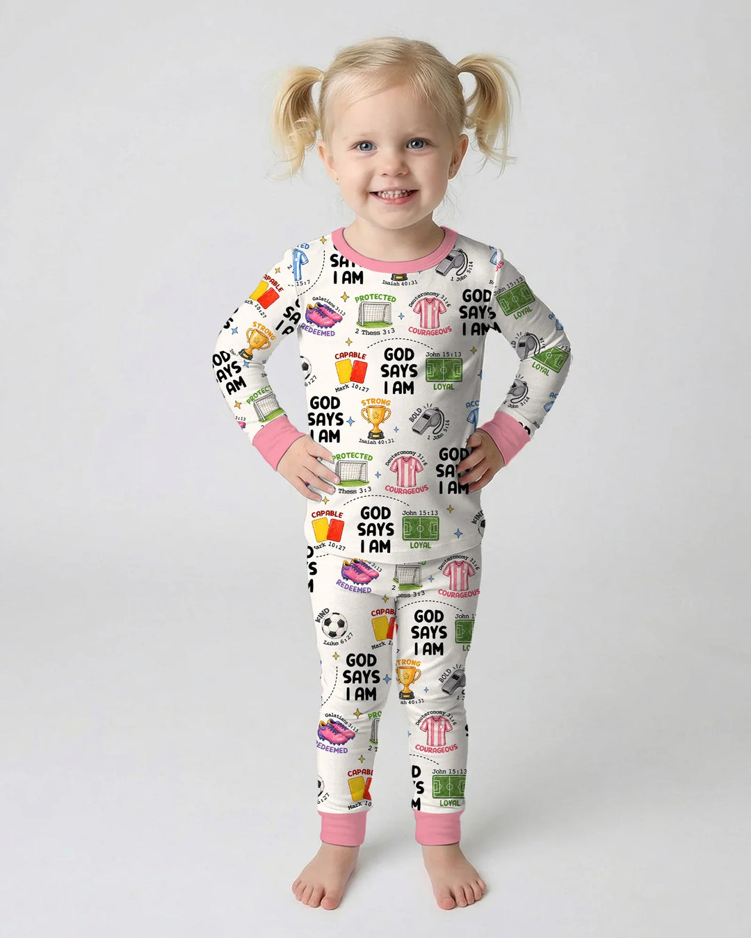 God Says I Am Soccer Bamboo Two Piece Long Sleeve Pajama Set