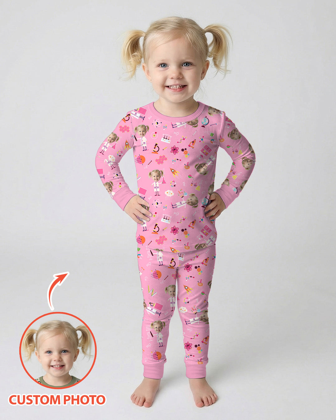 Custom Image Chemical Laboratory Bamboo Two Piece Long Sleeve Pajama Set