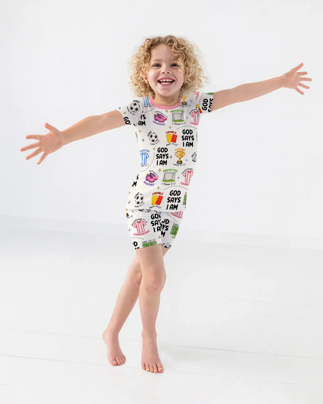 God Says I Am Soccer Bamboo Two Piece Short Sleeve Shorts Pajama Set
