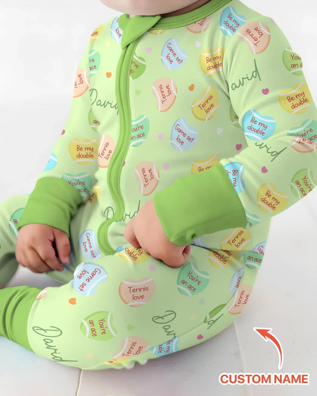 Custom Name Tennis Candy Hearts Bamboo Convertible Zippy