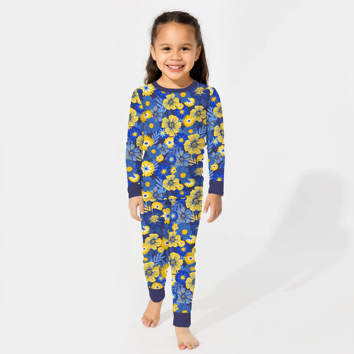 Hanukkah Little Flowers Girl Two Piece Long Sleeve Pajama Set , Hanukkah Little Flowers Girl Two Piece Long Sleeve Pajama Set - 12-18M