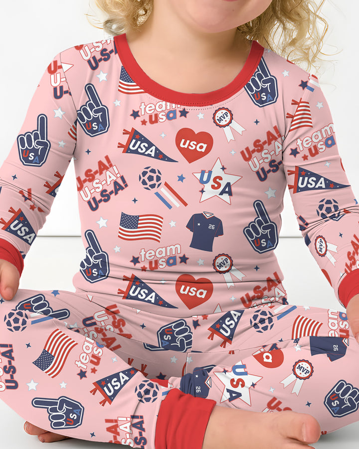 Zweiteiliges Langarm-Pyjama-Set mit Sommerfrüchten