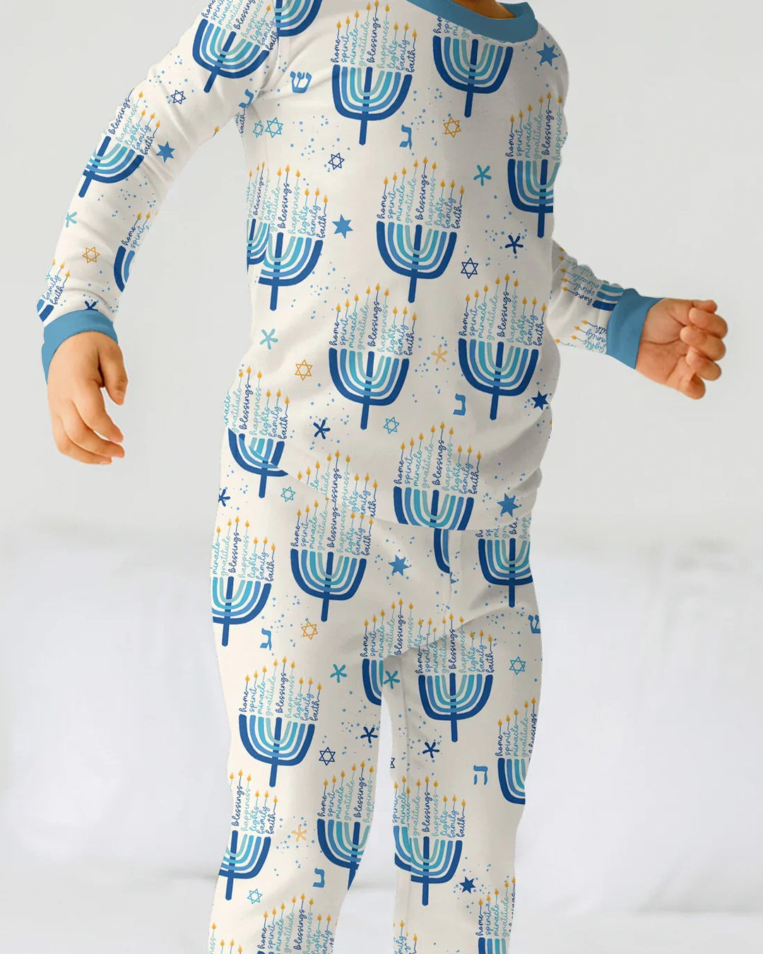 Hannukkah Menorah Family Matching Two Piece Long Sleeve Pajama Set , Hannukkah Menorah Family Matching Two Piece Long Sleeve Pajama Set - 12-18M / Girl