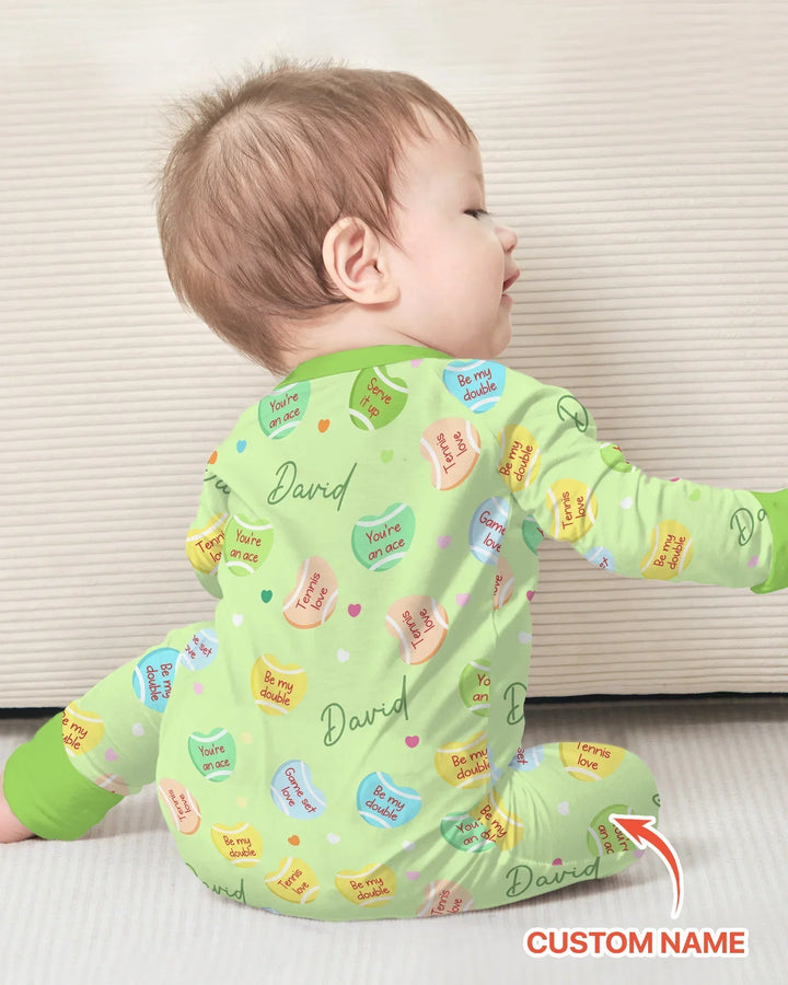 Custom Name Tennis Candy Hearts Bamboo Convertible Zippy