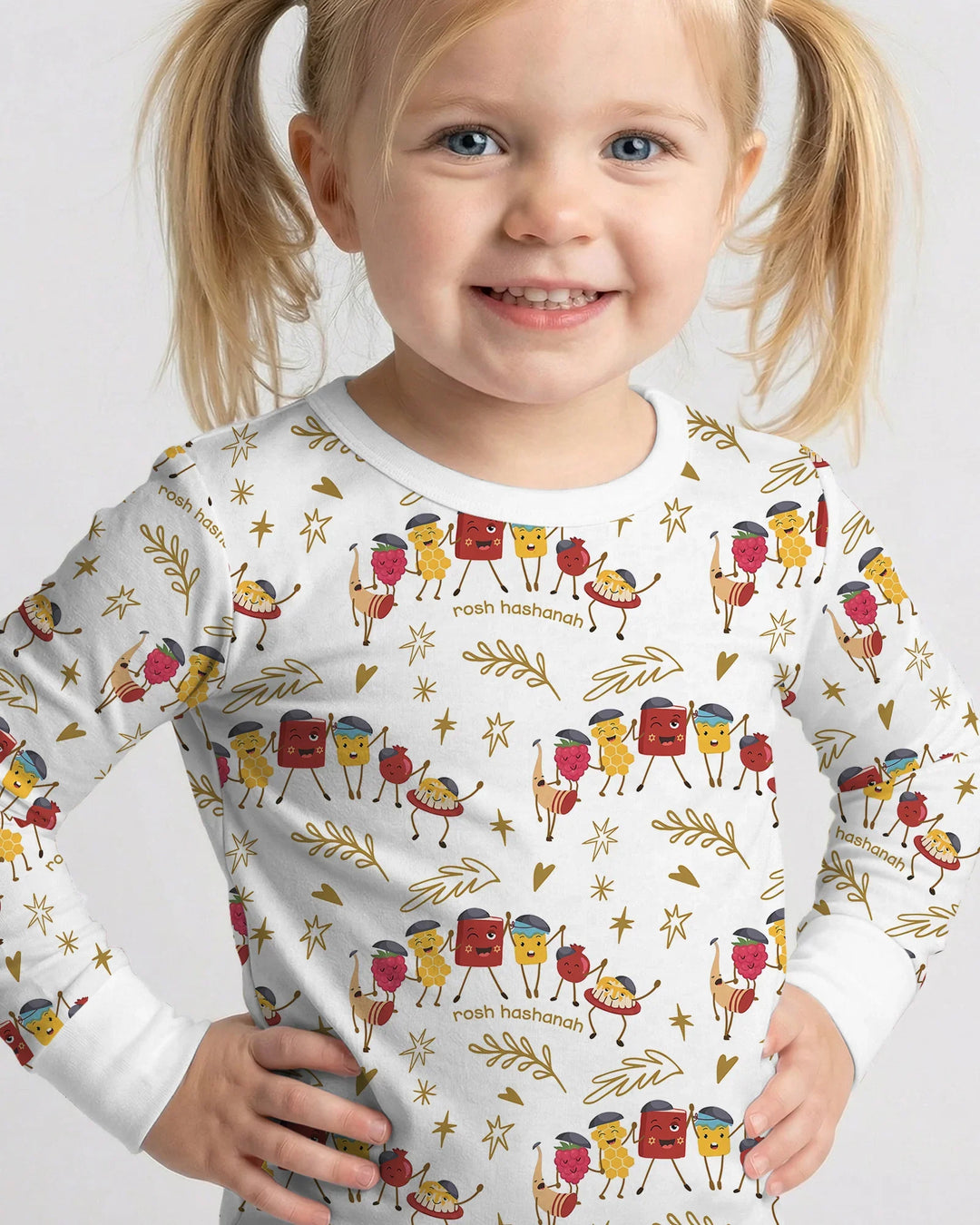 Let's Celebrate Rosh Hashanah Bamboo Two Piece Long Sleeve Pajama Set