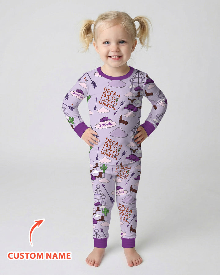 Litlle Cowboy Sis Bro Matching  Bamboo Two Piece Long Sleeve Pajama Set