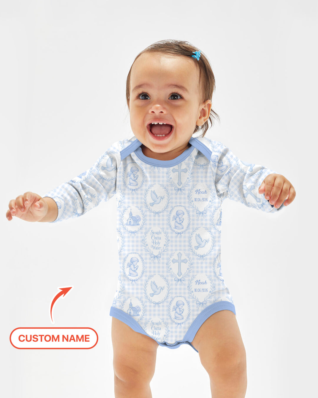 Custom Name Baptism Straight Outta Holy Water Bamboo Bodysuit