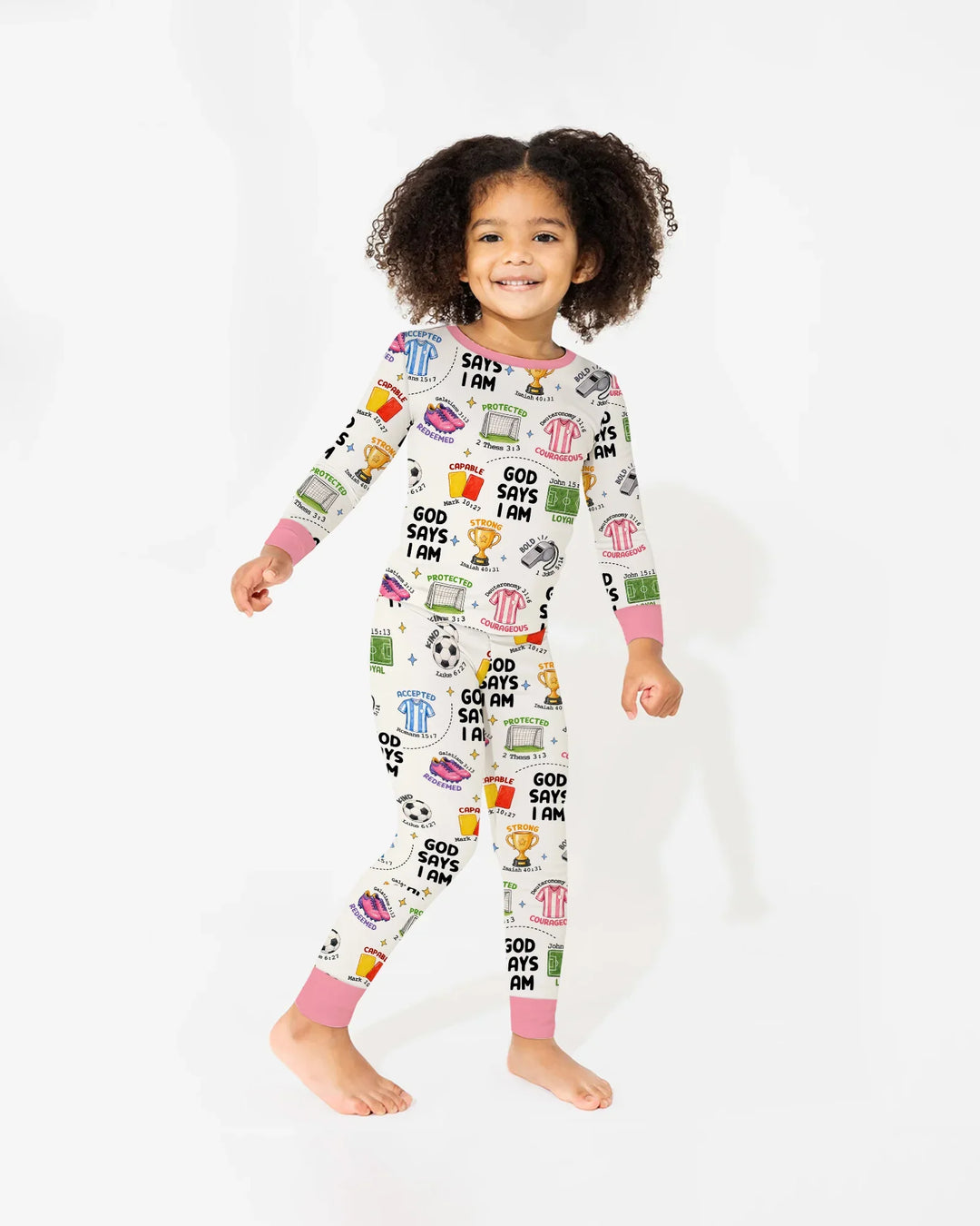 God Says I Am Soccer Bamboo Two Piece Long Sleeve Pajama Set