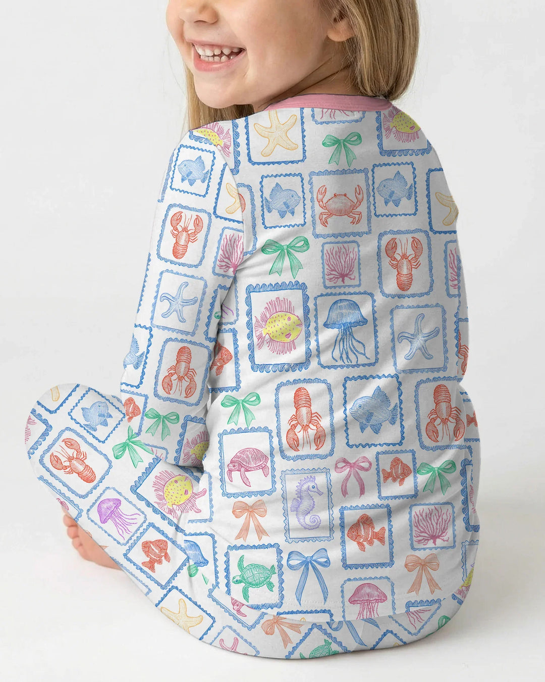 Coastal Treasures Family Matching Bamboo Two Piece Long Sleeve Pajama Set