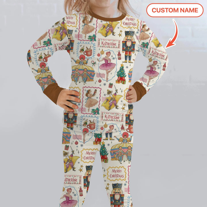 Custom Name "Magic of The Nutcracker" Merry Christmas Two Piece Long Sleeve Pajama Set